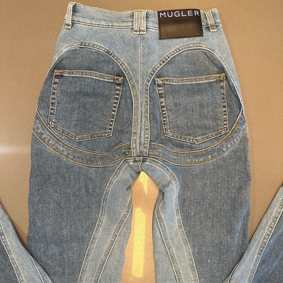 MUGLER Blue Slitted Spiral Jeans US26 - Picture 13 of 17